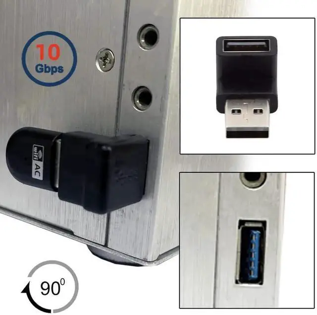 Alt view image 5 of 6 - WRIARICH Down 90 Degree USB 3.0 Male to Female Extension Adapter, 10Gbps High Speed USB Elbow Extender for Power, Data & Video Transmission