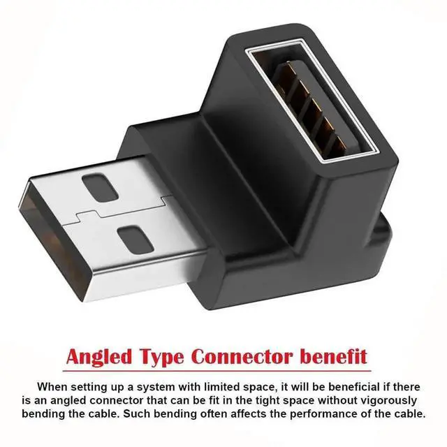 Alt view image 6 of 6 - WRIARICH Down 90 Degree USB 3.0 Male to Female Extension Adapter, 10Gbps High Speed USB Elbow Extender for Power, Data & Video Transmission