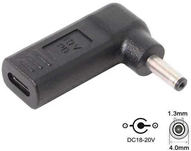 Alt view image 3 of 6 - WRIARICH 90 Degree Angled USB 3.1 Type-C Female to DC 4.0mm×1.3mm PD Emulator Trigger Adapter, 19V Laptop Power Converter, Max 100W PD Charger Connector for ASUS, Lenovo, HP Laptops