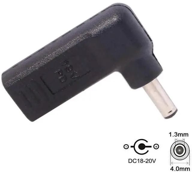 Alt view image 6 of 6 - WRIARICH 90 Degree Angled USB 3.1 Type-C Female to DC 4.0mm×1.3mm PD Emulator Trigger Adapter, 19V Laptop Power Converter, Max 100W PD Charger Connector for ASUS, Lenovo, HP Laptops