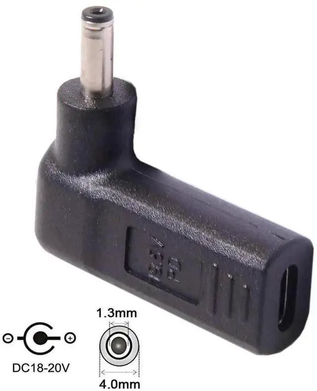 Alt view image 4 of 6 - WRIARICH 90 Degree Angled USB 3.1 Type-C Female to DC 4.0mm×1.3mm PD Emulator Trigger Adapter, 19V Laptop Power Converter, Max 100W PD Charger Connector for ASUS, Lenovo, HP Laptops