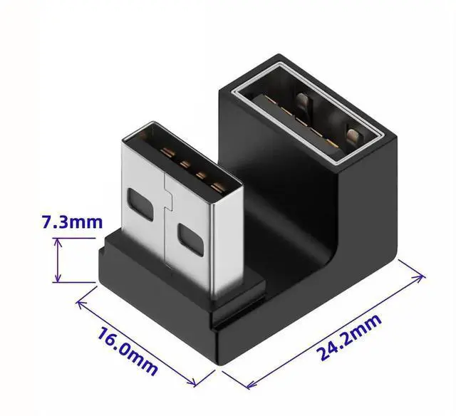 Alt view image 6 of 7 - WRIARICH 360° Rotatable U-Shape Back Angled USB 3.0 Male to Female Extension Adapter, 10Gbps High Speed USB Elbow Extender for Power Supply, Data Sync & Video Transmission