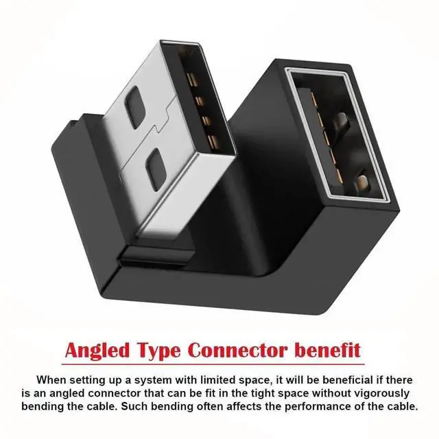 Alt view image 5 of 7 - WRIARICH 360° Rotatable U-Shape Back Angled USB 3.0 Male to Female Extension Adapter, 10Gbps High Speed USB Elbow Extender for Power Supply, Data Sync & Video Transmission