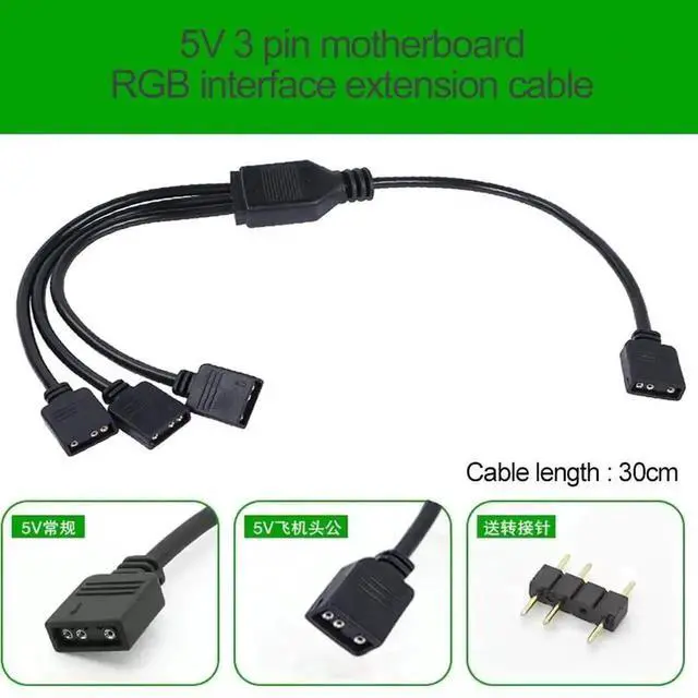 Alt view image 2 of 7 - WRIARICH 5V 3-Pin Addressable ARGB Splitter Extension Cable, ARGB Connector for 5050/3528 LED Strips, PC ARGB Fans & Lighting Accessories