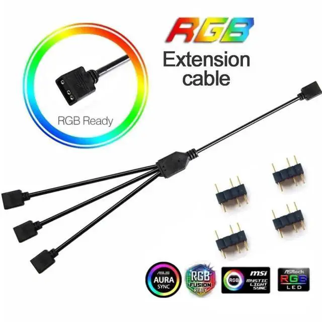 Alt view image 3 of 7 - WRIARICH 5V 3-Pin Addressable ARGB Splitter Extension Cable, ARGB Connector for 5050/3528 LED Strips, PC ARGB Fans & Lighting Accessories