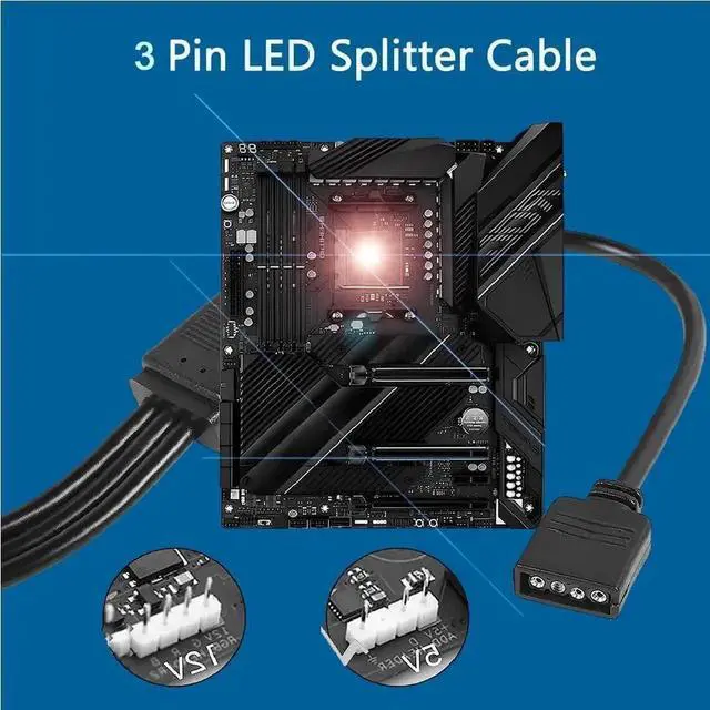 Alt view image 4 of 7 - WRIARICH 5V 3-Pin Addressable ARGB Splitter Extension Cable, ARGB Connector for 5050/3528 LED Strips, PC ARGB Fans & Lighting Accessories