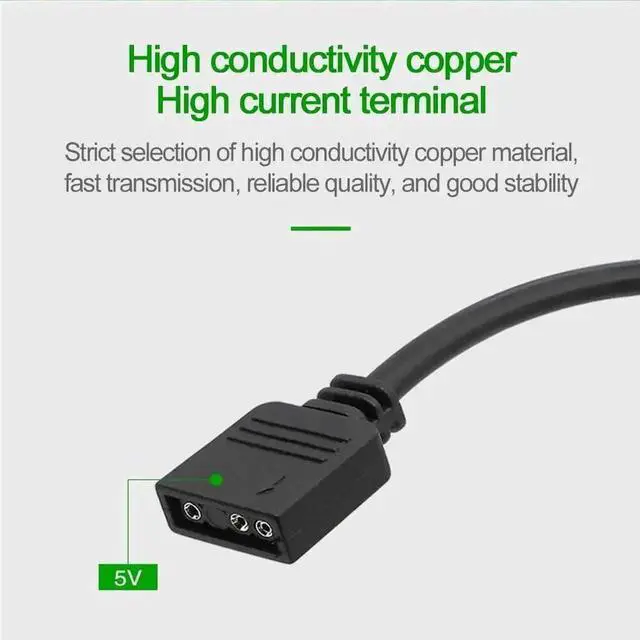 Alt view image 6 of 7 - WRIARICH 5V 3-Pin Addressable ARGB Splitter Extension Cable, ARGB Connector for 5050/3528 LED Strips, PC ARGB Fans & Lighting Accessories