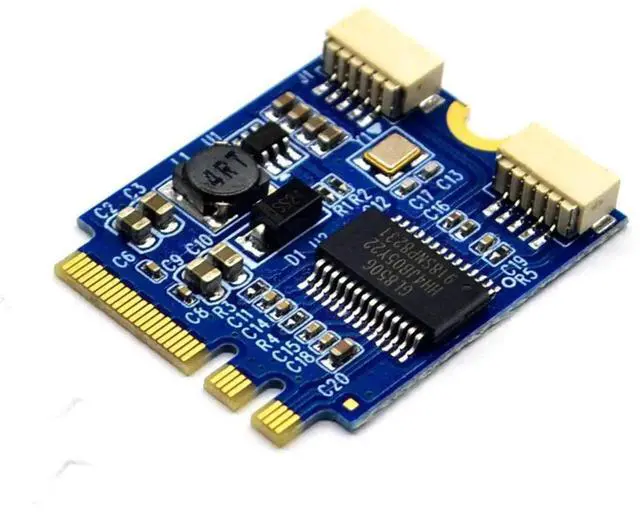 Alt view image 3 of 7 - WRIARICH M.2 NGFF Key A-E Riser Expansion Card, M.2 to Dual USB 2.0 Ports Adapter Cable, Desktop Internal USB 2.0 Port Multiplier Hub Converter