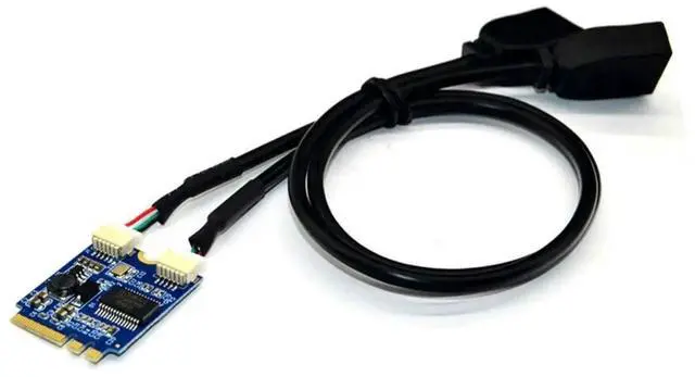 Main image of WRIARICH M.2 NGFF Key A-E Riser Expansion Card, M.2 to Dual USB 2.0 Ports Adapter Cable, Desktop Internal USB 2.0 Port Multiplier Hub Converter