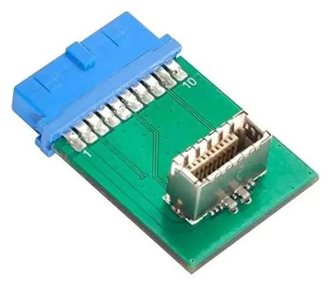 Alt view image 3 of 4 - WRIARICH USB 3.1 KeyB TypeE Front Panel Socket to USB 3.0 20Pin Header Adapter, Vertical PCBA Converter for Motherboard