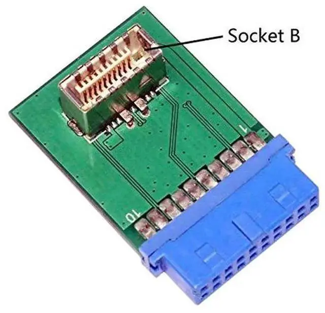 Alt view image 4 of 4 - WRIARICH USB 3.1 KeyB TypeE Front Panel Socket to USB 3.0 20Pin Header Adapter, Vertical PCBA Converter for Motherboard