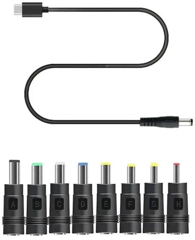 Alt view image 2 of 3 - WRIARICH 8-in-1 USB-C PD to 12V DC Power Cable, Multi Tips 3.5/4.0/4.8/5.5mm Barrel Connector Cord for Router LED CCTV Camera 12V Electronics