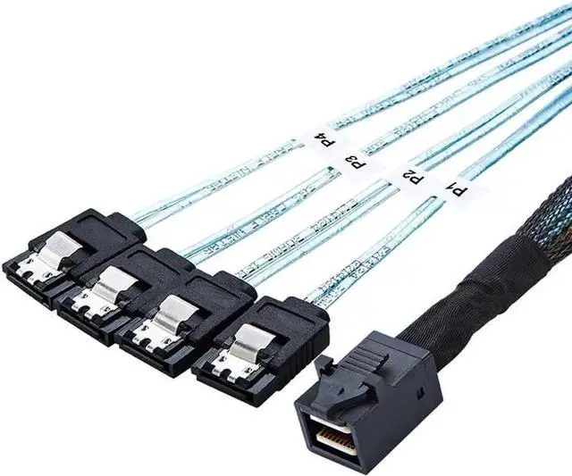 Main image of WRIARICH 50cm SFF-8643 HD Mini SAS to 4 SATA Breakout Cable, 12Gbps for Server RAID Controller