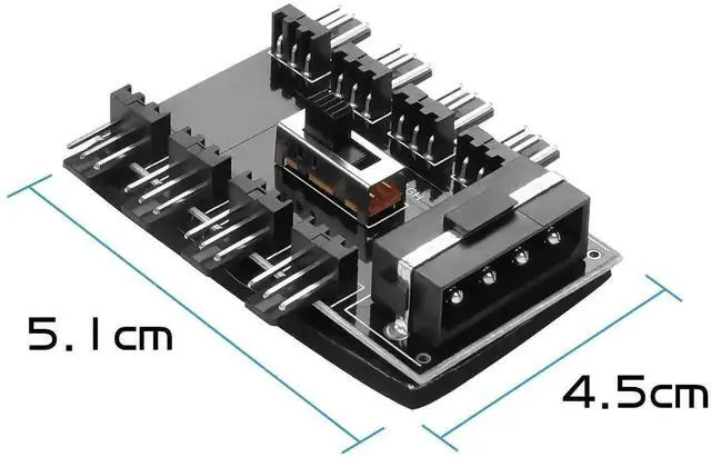 Alt view image 6 of 6 - WRIARICH IDE 4-Pin Powered 1-to-8 12V 3-Pin PC Fan Hub, Multi-Port Chassis Cooling Fan Splitter Controller for Desktop Motherboard