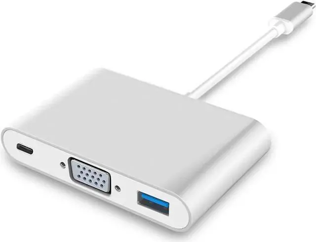 Alt view image 3 of 7 - WRIARICH 3-in-1 USB-C Multiport Adapter with DP Alt Mode, Type-C PD Charging, 1080P VGA Output & USB 3.0 Data Port, Compatible with MacBook, MacBook Pro, Chromebook Pixel, XPS 13, Yoga 920, Samsung S9