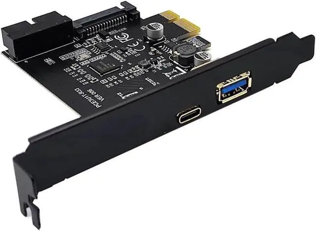 Alt view image 2 of 5 - WRIARICH PCIe to 4 Ports USB 3.2 Gen 1 Expansion Card, 5Gbps, USB-A + Type-C + Internal 19Pin Header, SATA Powered, Full & Low Profile Bracket