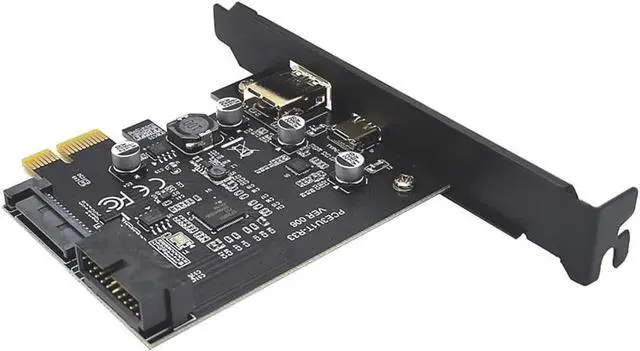 Alt view image 4 of 5 - WRIARICH PCIe to 4 Ports USB 3.2 Gen 1 Expansion Card, 5Gbps, USB-A + Type-C + Internal 19Pin Header, SATA Powered, Full & Low Profile Bracket
