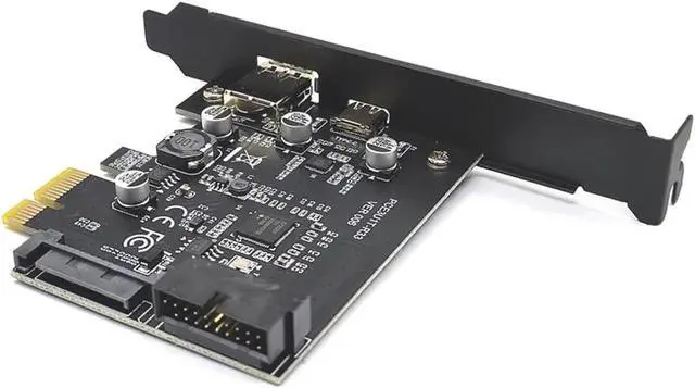 Alt view image 5 of 5 - WRIARICH PCIe to 4 Ports USB 3.2 Gen 1 Expansion Card, 5Gbps, USB-A + Type-C + Internal 19Pin Header, SATA Powered, Full & Low Profile Bracket
