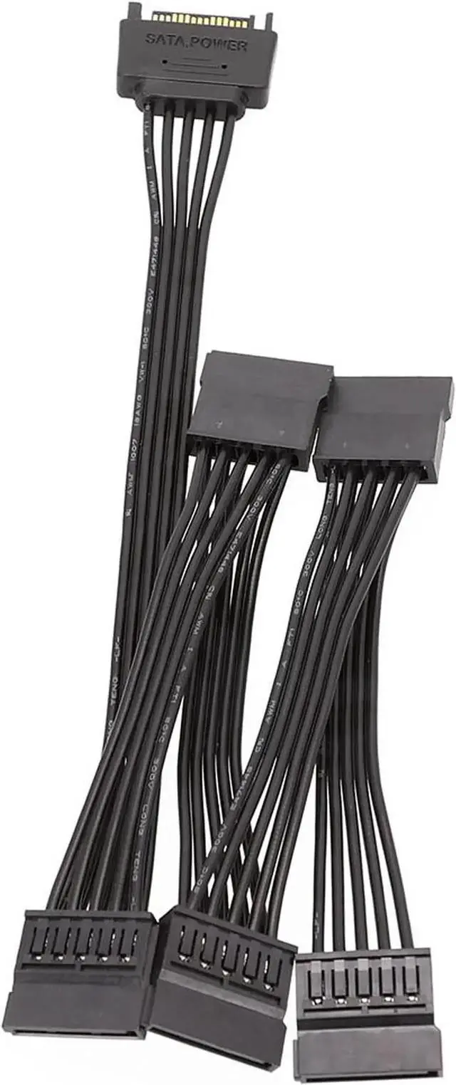 Alt view image 6 of 6 - WRIARICH 24 Inch (60CM) SATA 15Pin Power Splitter Cable, 1 Male to 5 Female SATA Power Extension Cord for HDD, SSD & Optical Drives
