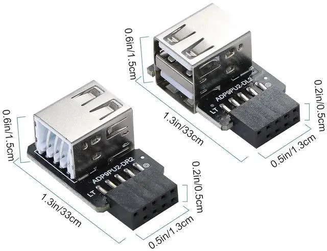 Alt view image 2 of 7 - WRIARICH Dual Layer 9Pin USB 2.0 Header 1 to 2 Port Splitter Adapter, Left & Right Design for PC Motherboard