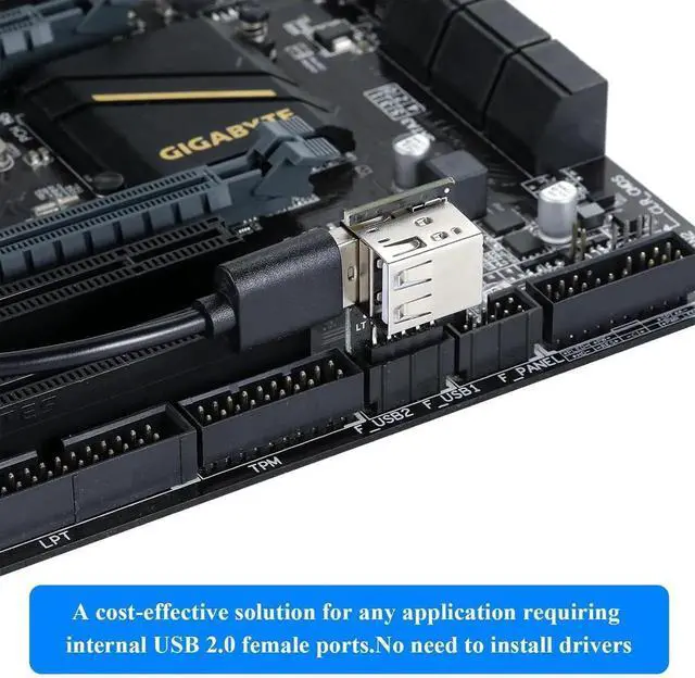 Alt view image 4 of 7 - WRIARICH Dual Layer 9Pin USB 2.0 Header 1 to 2 Port Splitter Adapter, Left & Right Design for PC Motherboard