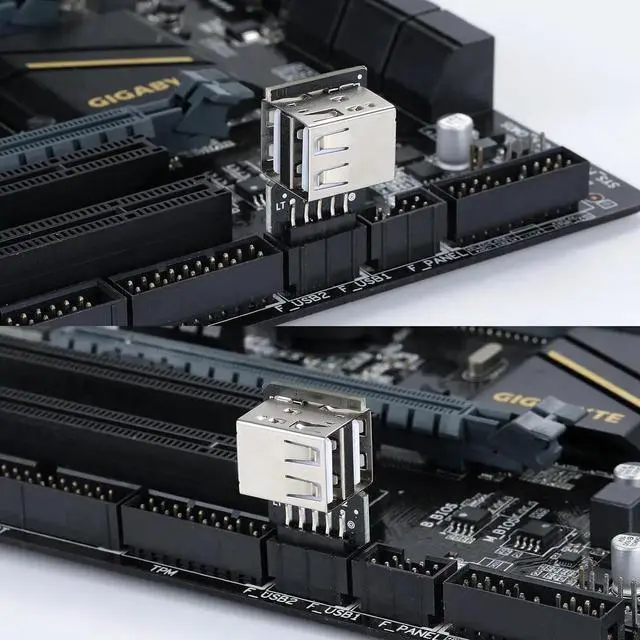 Alt view image 7 of 7 - WRIARICH Dual Layer 9Pin USB 2.0 Header 1 to 2 Port Splitter Adapter, Left & Right Design for PC Motherboard