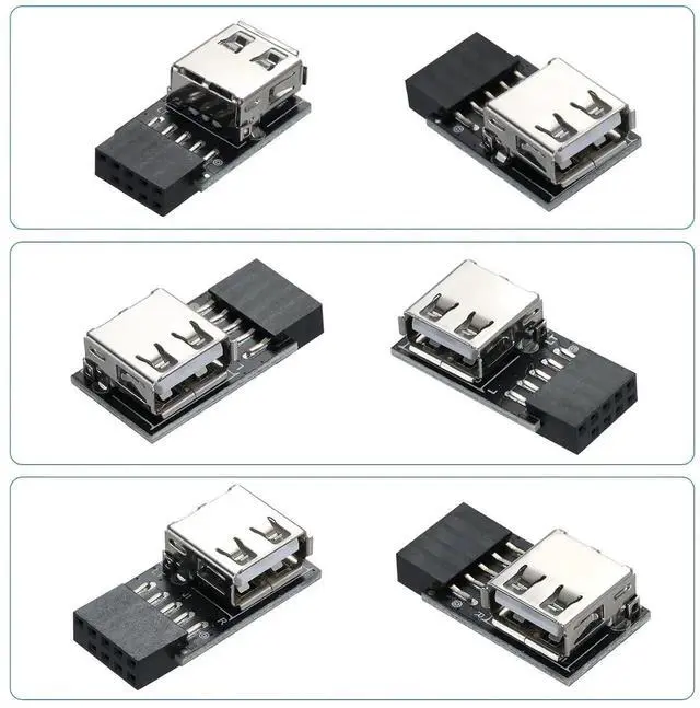Alt view image 2 of 7 - WRIARICH 3 Pack USB 2.0 9Pin/10Pin Header to Type A Adapter, Front Panel USB Port Converter for PC Motherboard