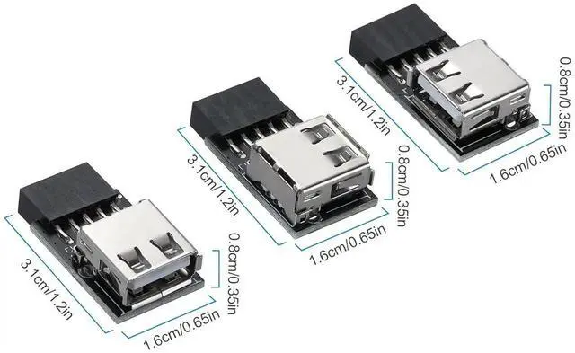 Alt view image 4 of 7 - WRIARICH 3 Pack USB 2.0 9Pin/10Pin Header to Type A Adapter, Front Panel USB Port Converter for PC Motherboard