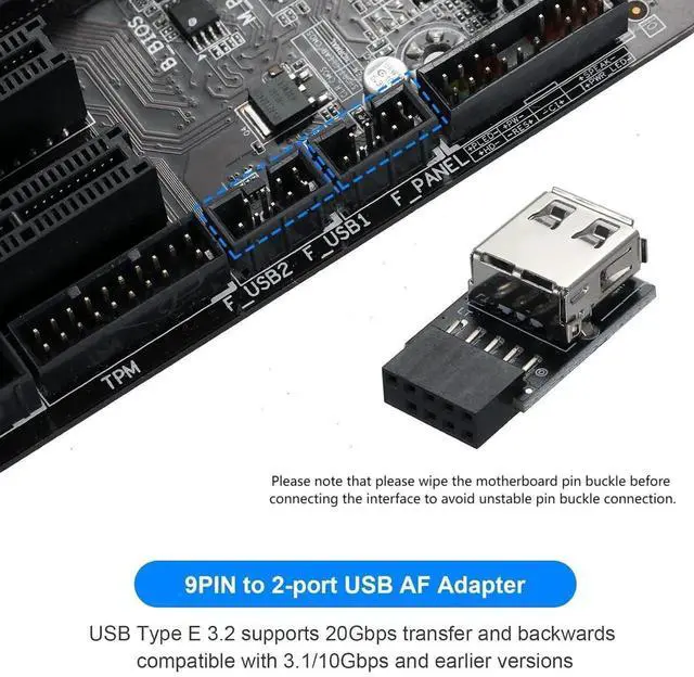 Alt view image 5 of 7 - WRIARICH 3 Pack USB 2.0 9Pin/10Pin Header to Type A Adapter, Front Panel USB Port Converter for PC Motherboard