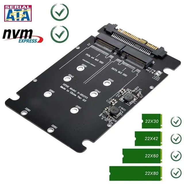 Alt view image 6 of 7 - WRIARICH SFF-8639 U.2 NVMe to Combo NGFF M.2 M-Key Dual Protocol Adapter, PCIe & SATA M.2 SSD Converter Compatible with Intel 750, P3600, P3700 Enterprise U.2 SSD for Motherboard Storage Replacement
