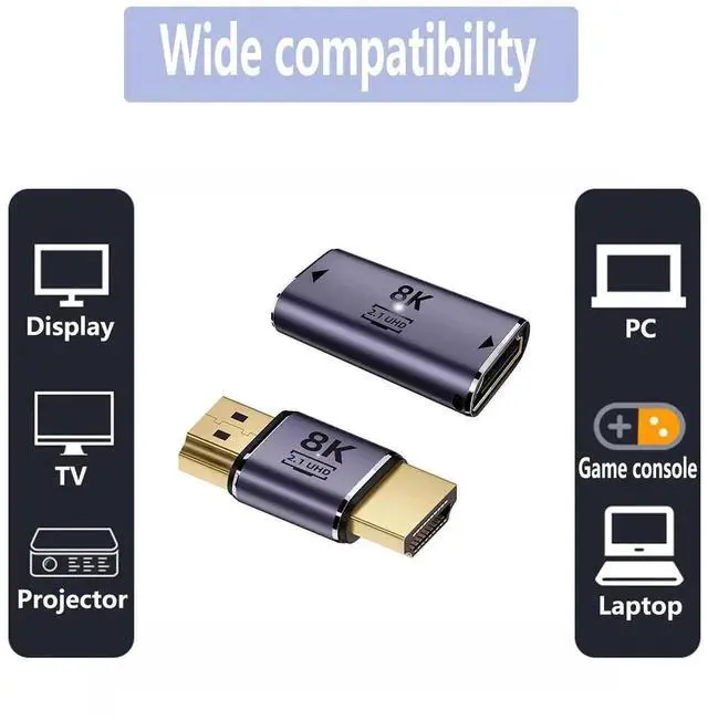 Alt view image 4 of 4 - WRIARICH 8K HDMI Adapter Male to Male + Female to Female Coupler, Support 8K@60Hz 4K@120Hz HDMI Signal Extender