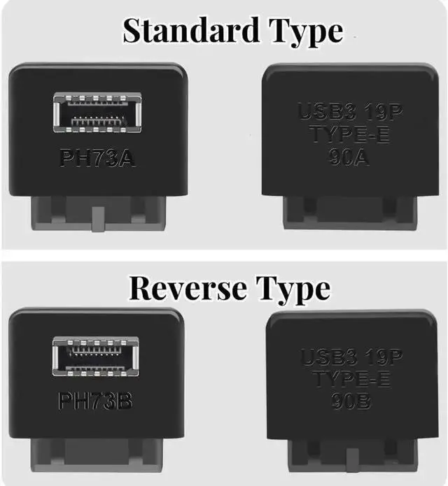 Alt view image 2 of 3 - WRIARICH USB 3.2 Gen 2 Type-E Key-A to USB 3.2 Gen 1 (USB3.0) 20Pin Header Adapter, Black Internal Front Panel Converter for Motherboard Type-C Chassis