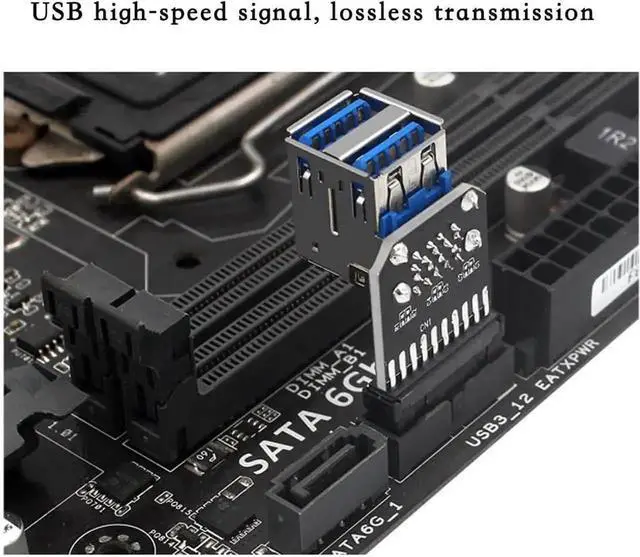 Alt view image 4 of 4 - WRIARICH USB 3.0 19/20Pin Header to Dual USB A Adapter PH21, Motherboard Internal Converter for PC Front Panel Expansion