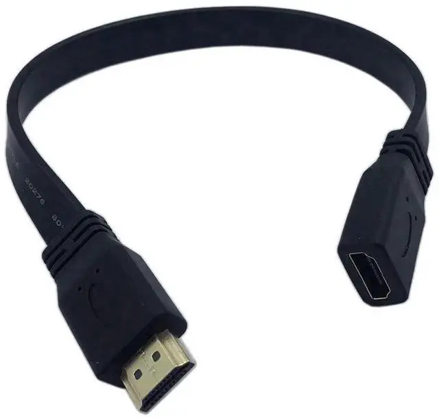 Main image of WRIARICH 1FT Flat Slim HDMI Male to Female Extension Cable, High Speed HDMI Extender Cord, Black