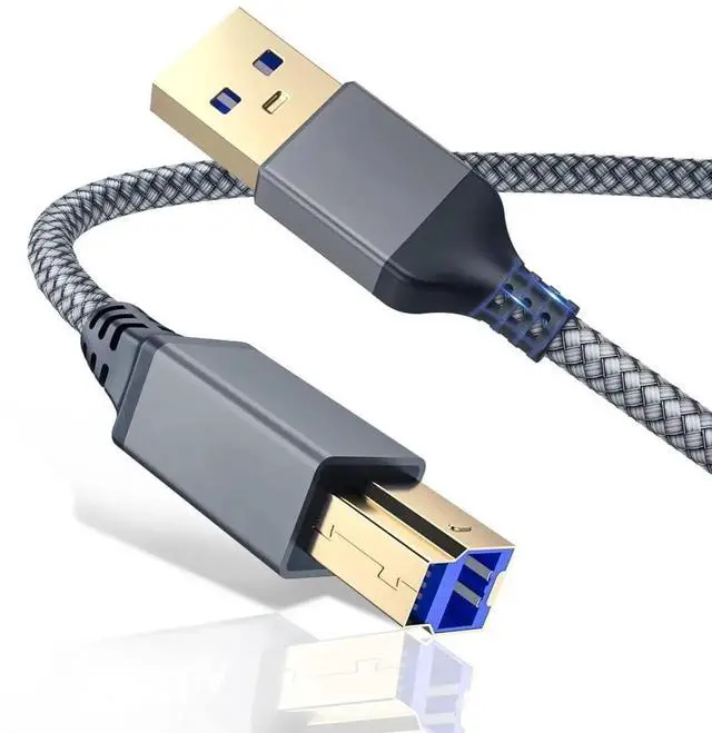 Main image of WRIARICH 2-Pack White Nylon Braided USB 3.0 Type A to Type B Male Cable 6FT, SuperSpeed 5Gbps Cord for External HDD, Scanner, Printer & Audio Interface