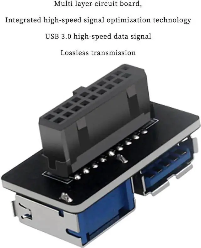 Alt view image 2 of 4 - WRIARICH USB 3.0 19/20Pin Header to Dual USB A Adapter, PH22C Motherboard Internal Header Converter, 5Gbps SuperSpeed, Vertical Mount for PC Case Front Panel