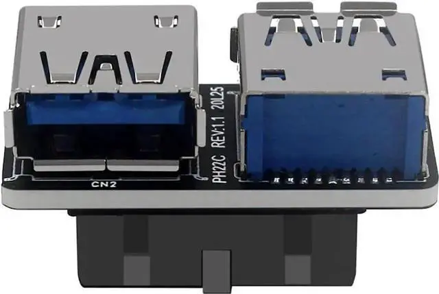 Main image of WRIARICH USB 3.0 19/20Pin Header to Dual USB A Adapter, PH22C Motherboard Internal Header Converter, 5Gbps SuperSpeed, Vertical Mount for PC Case Front Panel