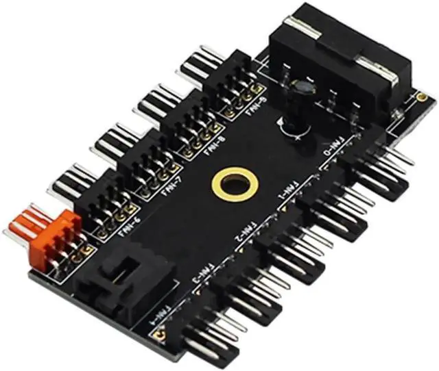Alt view image 4 of 6 - WRIARICH 1 to 10 Way 4Pin PWM Fan Hub Splitter Cable, 1 Female to 10 Male for PC Case Fan Controller