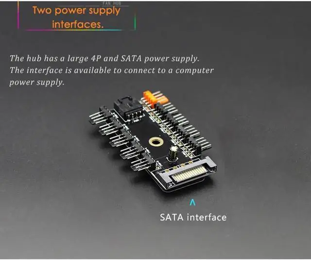 Alt view image 5 of 6 - WRIARICH 1 to 10 Way 4Pin PWM Fan Hub Splitter Cable, 1 Female to 10 Male for PC Case Fan Controller