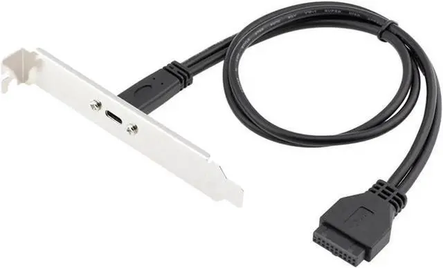 Main image of WRIARICH 1.64FT Black Motherboard 20Pin USB3.0 Header to USB3.1 Type-C Female Extension Cable with Full PCI Slot Bracket, 5Gbps Speed
