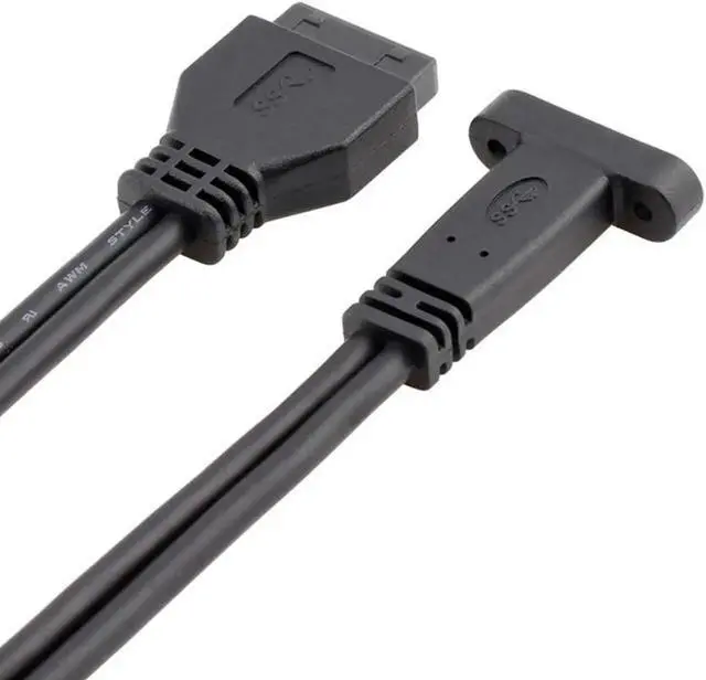 Alt view image 2 of 4 - WRIARICH 1.64FT Black Motherboard 20Pin USB3.0 Header to USB3.1 Type-C Female Extension Cable with Full PCI Slot Bracket, 5Gbps Speed