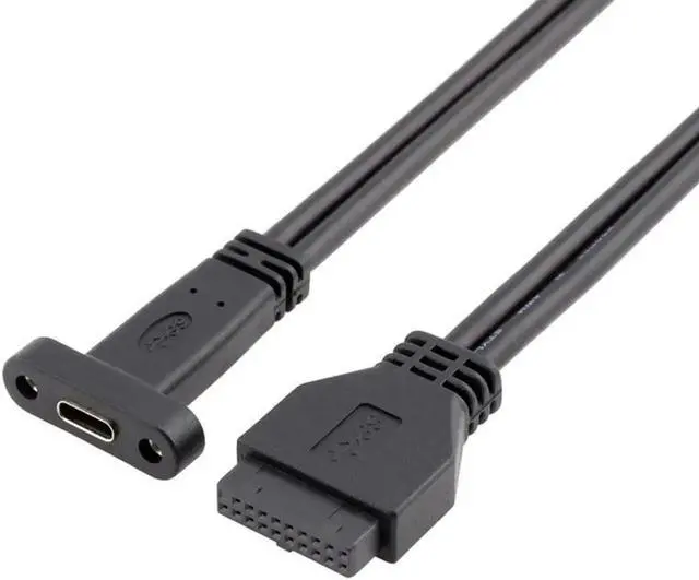 Alt view image 4 of 4 - WRIARICH 1.64FT Black Motherboard 20Pin USB3.0 Header to USB3.1 Type-C Female Extension Cable with Full PCI Slot Bracket, 5Gbps Speed