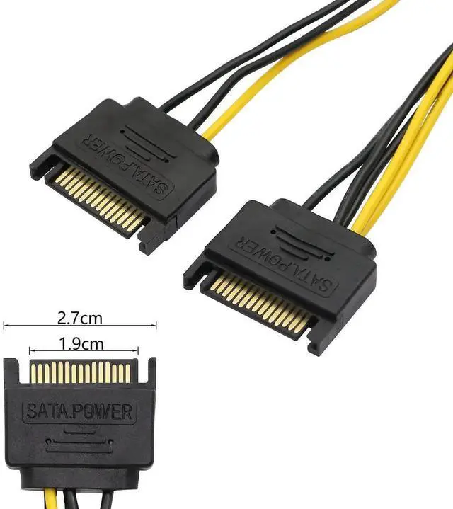 Alt view image 2 of 6 - WRIARICH 2 Pack 8 Pin to 15 Pin SATA Power Adapter Cable, PCIe 8Pin to SATA Power Cord for Graphics Card