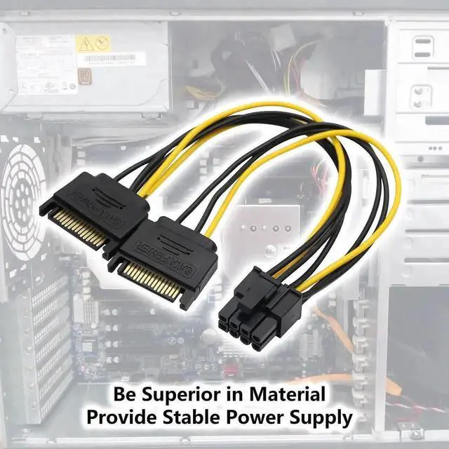 Alt view image 6 of 6 - WRIARICH 2 Pack 8 Pin to 15 Pin SATA Power Adapter Cable, PCIe 8Pin to SATA Power Cord for Graphics Card