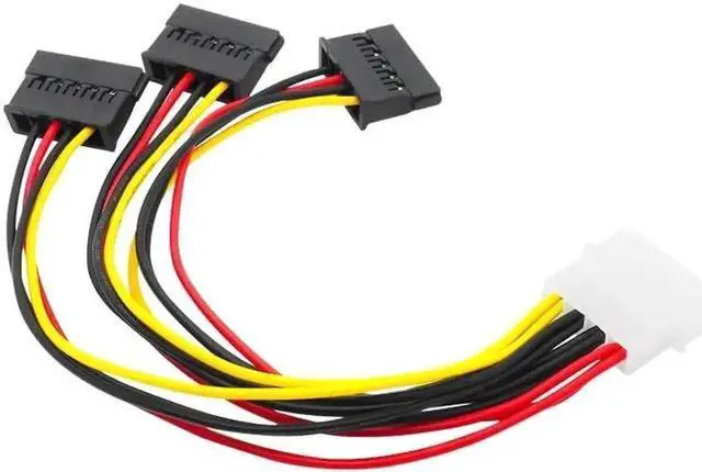 Alt view image 2 of 5 - WRIARICH 22cm IDE 4Pin Molex Male to 3-Port SATA 15Pin Female Power Splitter Cable, Multi SATA Power Adapter Cord for HDD & SSD