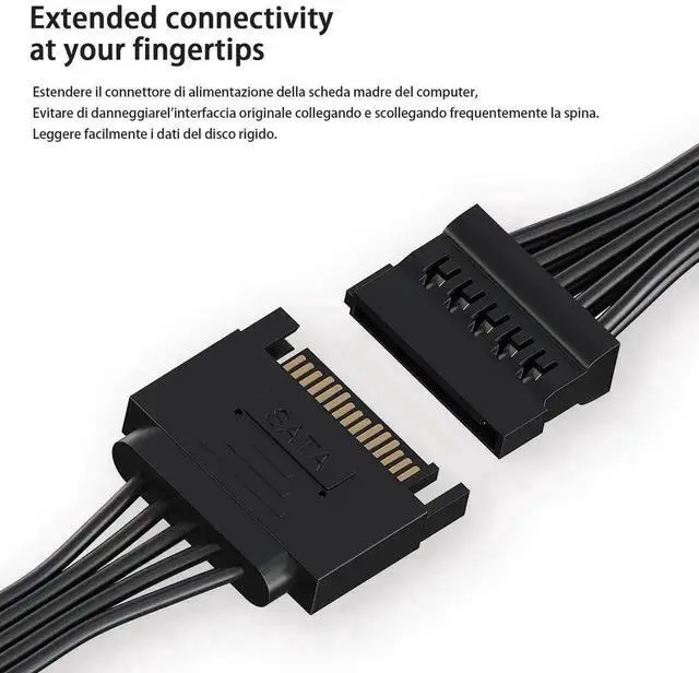 Alt view image 4 of 7 - WRIARICH 6-Way SATA 15 Pin Power Splitter Cable, SATA Power Extension Cord for HDD SSD Optical Drive, Black
