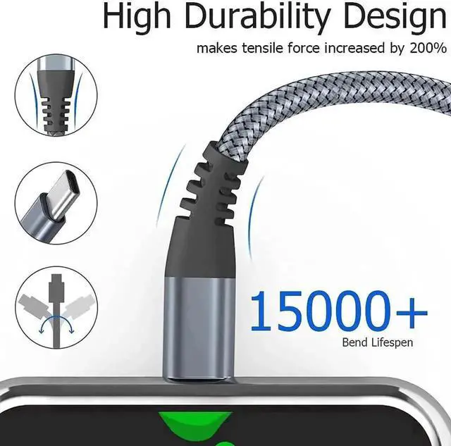 Alt view image 6 of 7 - WRIARICH 3-Pack 3.3FT USB-C to USB-C PD 60W Fast Charging Cable for MacBook, iPad, Galaxy, Switch & All Type-C Devices
