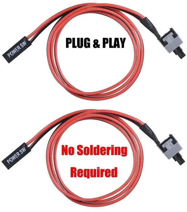 Alt view image 2 of 6 - WRIARICH 3 Pack ATX PC Power Switch Cable 2 Pin SW On/Off Push Button Cord 50CM Desktop Computer Power Wire