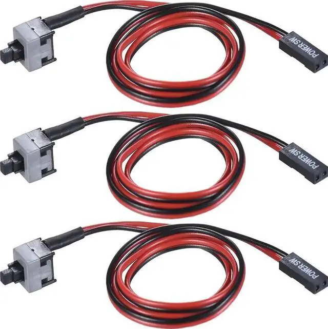 Main image of WRIARICH 3 Pack ATX PC Power Switch Cable 2 Pin SW On/Off Push Button Cord 50CM Desktop Computer Power Wire