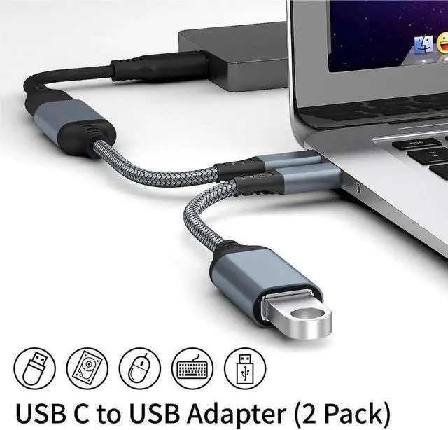 Alt view image 5 of 7 - WRIARICH 2 Pack USB-C to USB3.0 OTG Adapter, Thunderbolt 3 Compatible Type-C to USB-A Female Converter for MacBook, iPad Pro & Android Smartphones